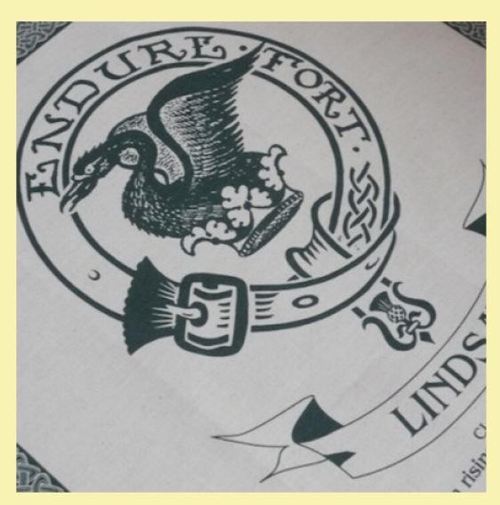 Image 0 of Lindsay Clan Cloot Crest Unbleached Cotton Printed Tea Towel