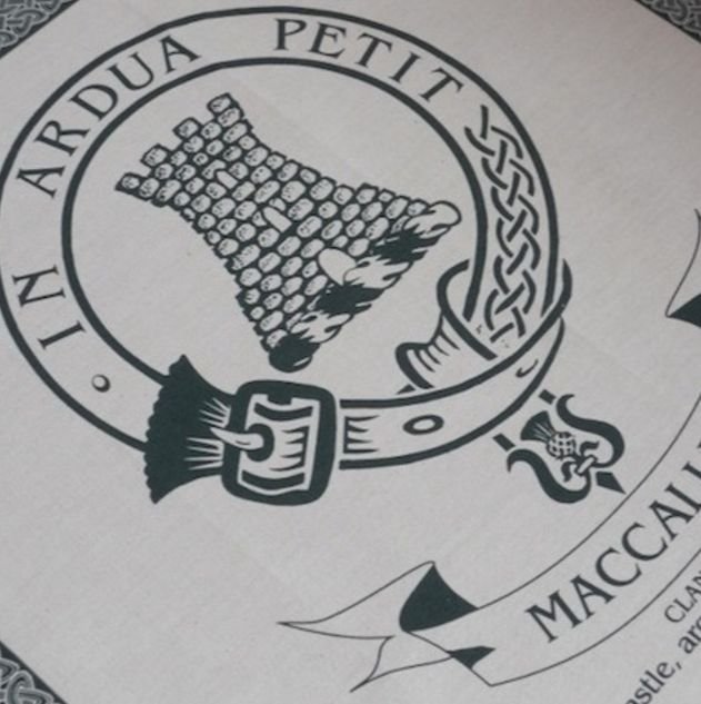 Image 1 of MacCallum Clan Cloot Crest Unbleached Cotton Printed Tea Towel