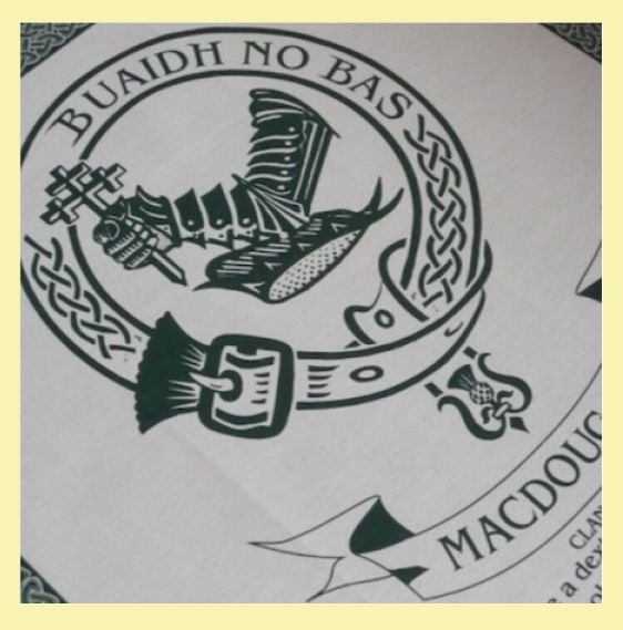 Image 0 of MacDougall Clan Cloot Crest Unbleached Cotton Printed Tea Towel