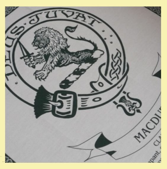 Image 0 of MacDuff Clan Cloot Crest Unbleached Cotton Printed Tea Towel