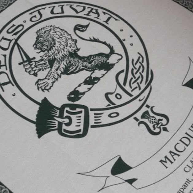 Image 1 of MacDuff Clan Cloot Crest Unbleached Cotton Printed Tea Towel