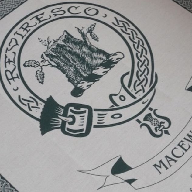 Image 1 of MacEwan Clan Cloot Crest Unbleached Cotton Printed Tea Towel