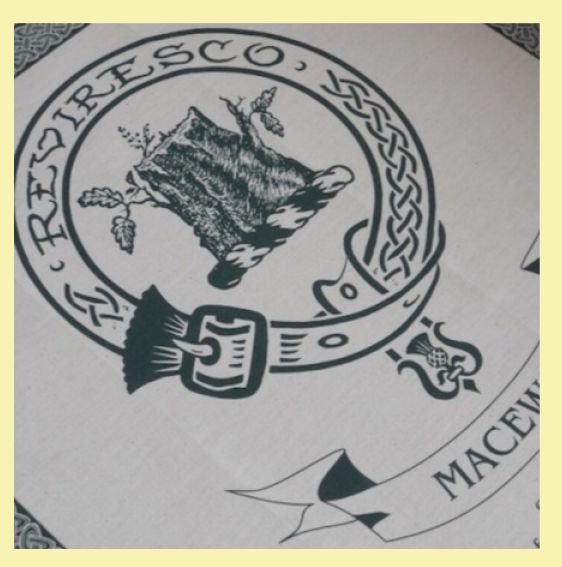 Image 0 of MacEwan Clan Cloot Crest Unbleached Cotton Printed Tea Towel