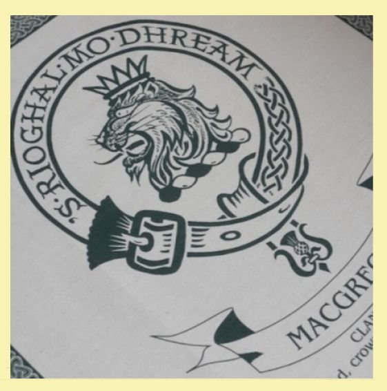 Image 0 of MacGregor Clan Cloot Crest Unbleached Cotton Printed Tea Towel