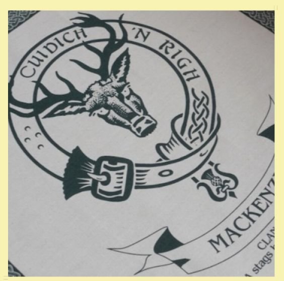 Image 0 of MacKenzie Clan Cloot Crest Unbleached Cotton Printed Tea Towel