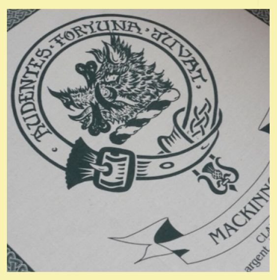 Image 0 of MacKinnon Clan Cloot Crest Unbleached Cotton Printed Tea Towel