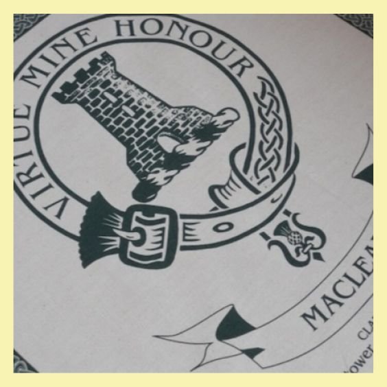 Image 0 of MacLean Clan Cloot Crest Unbleached Cotton Printed Tea Towel