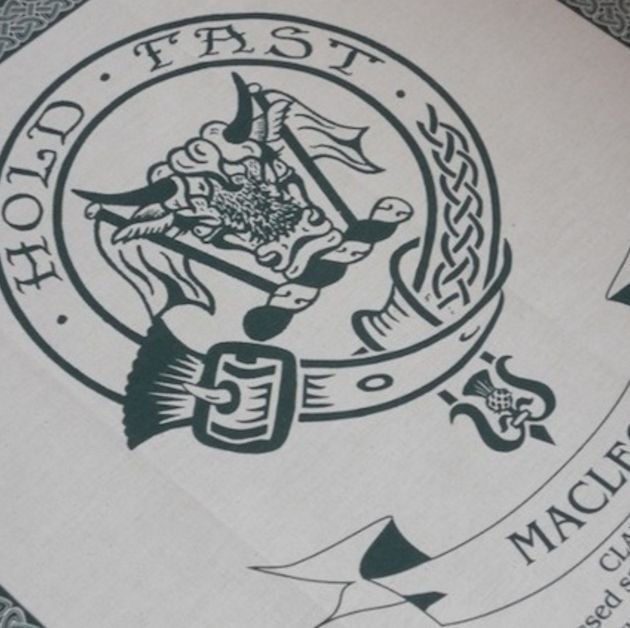 Image 1 of MacLeod Clan Cloot Crest Unbleached Cotton Printed Tea Towel