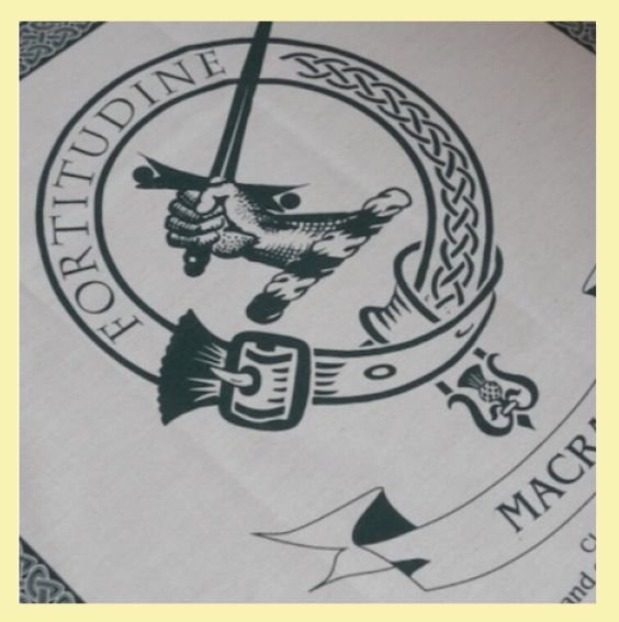 Image 0 of MacRae Clan Cloot Crest Unbleached Cotton Printed Tea Towel