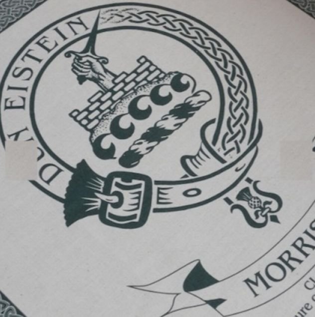 Image 1 of Morrison Clan Cloot Crest Unbleached Cotton Printed Tea Towel
