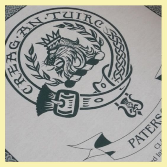Image 0 of Paterson Clan Cloot Crest Unbleached Cotton Printed Tea Towel
