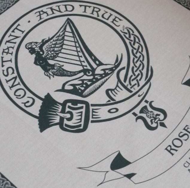 Image 1 of Rose Clan Cloot Crest Unbleached Cotton Printed Tea Towel