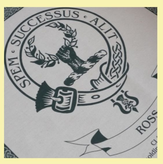 Image 0 of Ross Clan Cloot Crest Unbleached Cotton Printed Tea Towel