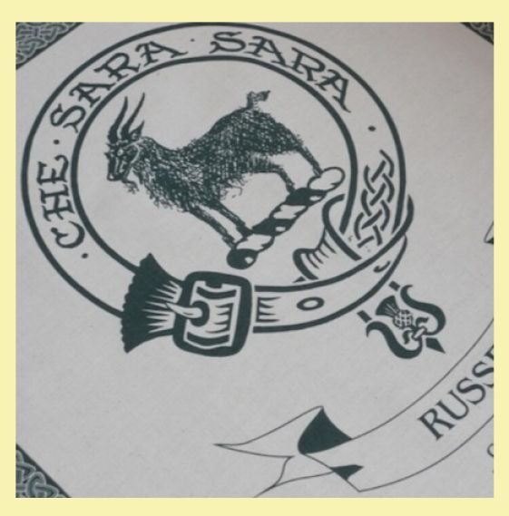 Image 0 of Russell Clan Cloot Crest Unbleached Cotton Printed Tea Towel