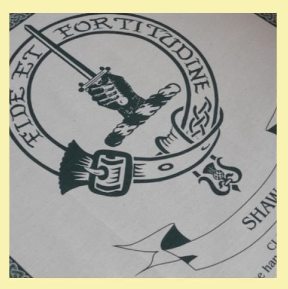Image 0 of Shaw Clan Cloot Crest Unbleached Cotton Printed Tea Towel