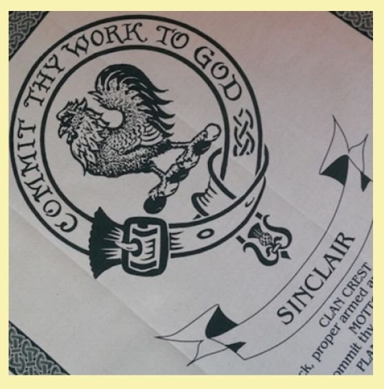 Image 0 of Sinclair Clan Cloot Crest Unbleached Cotton Printed Tea Towel