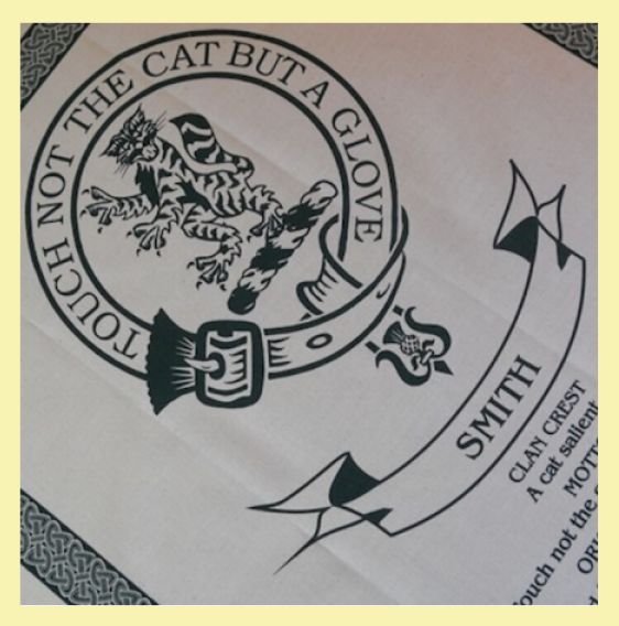 Image 0 of Smith Clan Cloot Crest Unbleached Cotton Printed Tea Towel