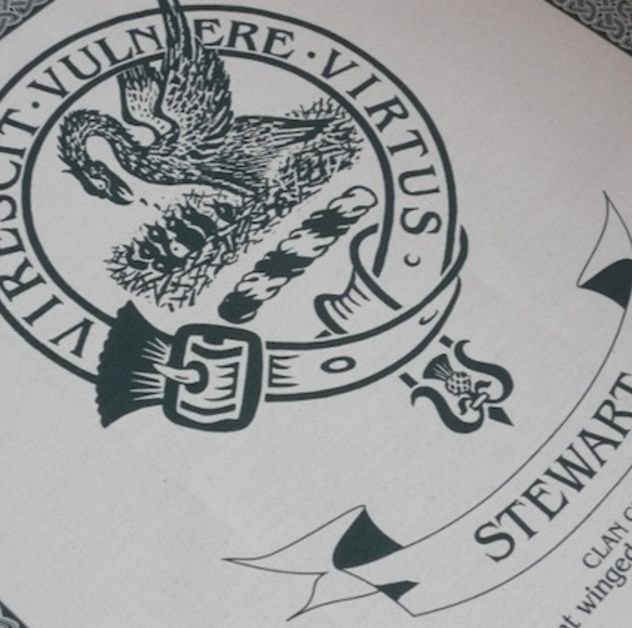 Image 1 of Stewart Clan Cloot Crest Unbleached Cotton Printed Tea Towel
