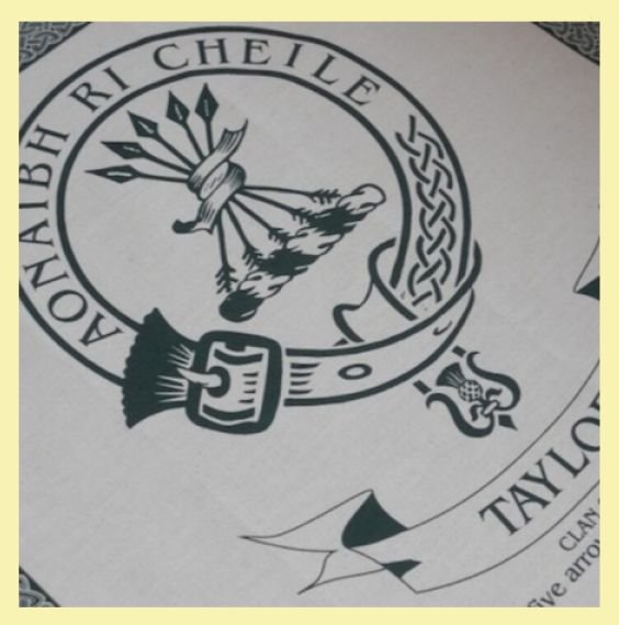 Image 0 of Taylor Clan Cloot Crest Unbleached Cotton Printed Tea Towel