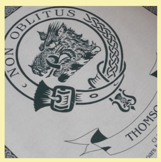 Image 0 of Thomson Clan Cloot Crest Unbleached Cotton Printed Tea Towel