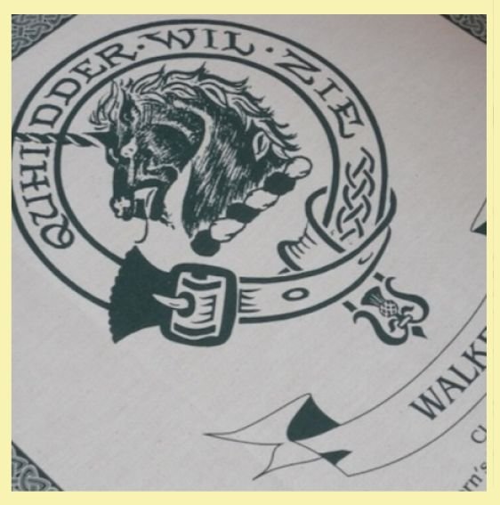 Image 0 of Walker Clan Cloot Crest Unbleached Cotton Printed Tea Towel