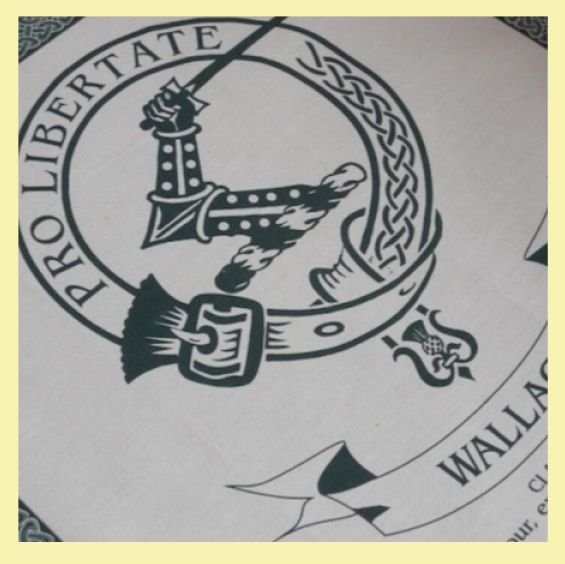 Image 0 of Wallace Clan Cloot Crest Unbleached Cotton Printed Tea Towel