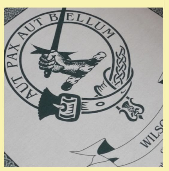 Image 0 of Wilson Clan Cloot Crest Unbleached Cotton Printed Tea Towel