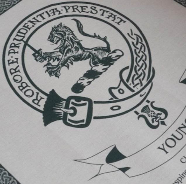 Image 1 of Young Clan Cloot Crest Unbleached Cotton Printed Tea Towel