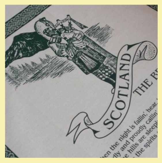 Image 0 of Scotland Bagpiper Cloot Unbleached Cotton Printed Tea Towel