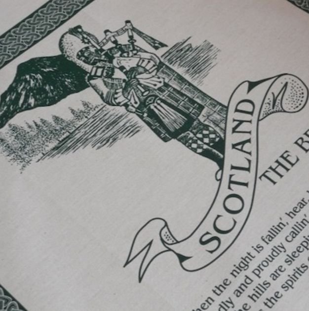 Image 1 of Scotland Bagpiper Cloot Unbleached Cotton Printed Tea Towel