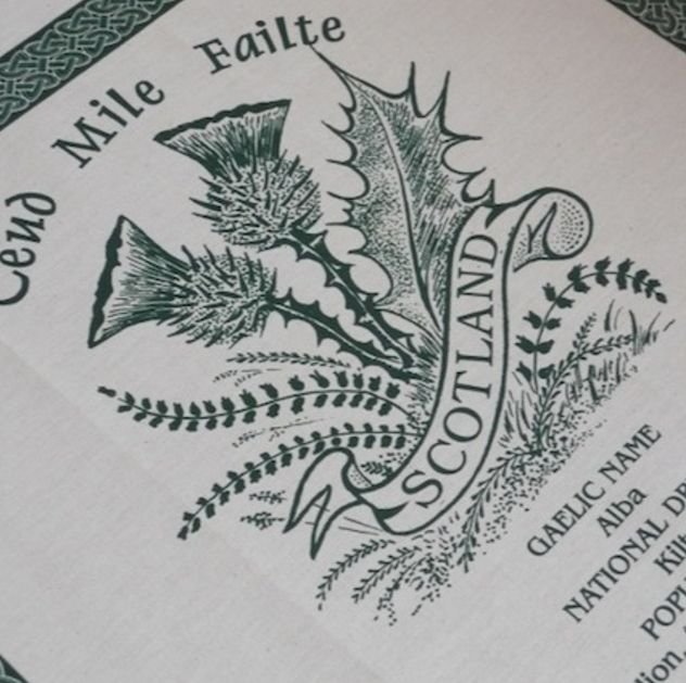 Image 1 of Scotland Thistle Flower Cloot Unbleached Cotton Printed Tea Towel