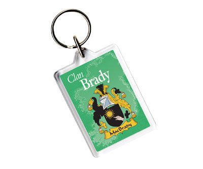 Image 1 of Brady Coat of Arms Irish Family Name Acryllic Key Ring Set of 5