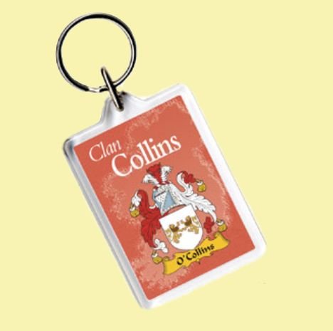 Image 0 of Collins Coat of Arms Irish Family Name Acryllic Key Ring Set of 3