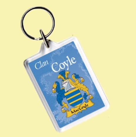 Image 0 of Coyle Coat of Arms Irish Family Name Acryllic Key Ring Set of 3