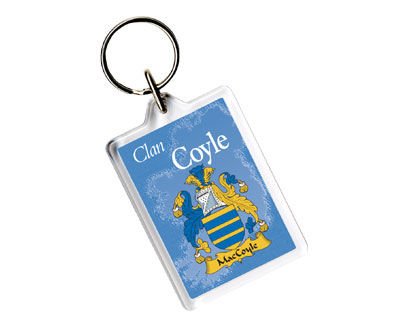 Image 1 of Coyle Coat of Arms Irish Family Name Acryllic Key Ring Set of 5