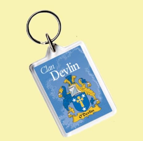 Image 0 of Devlin Coat of Arms Irish Family Name Acryllic Key Ring Set of 3