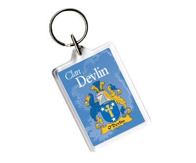 Image 1 of Devlin Coat of Arms Irish Family Name Acryllic Key Ring Set of 3