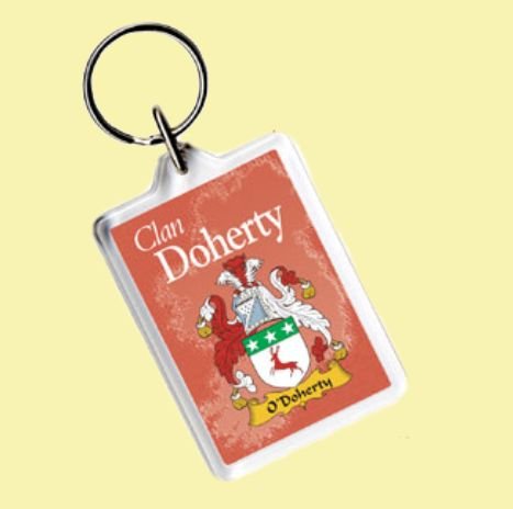Image 0 of Doherty Coat of Arms Irish Family Name Acryllic Key Ring Set of 3
