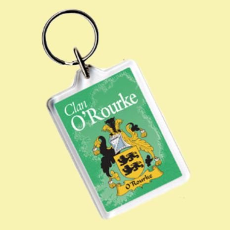 Image 0 of O'Rourke Coat of Arms Irish Family Name Acryllic Key Ring Set of 3