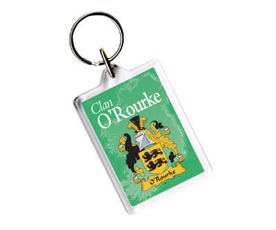 Image 1 of O'Rourke Coat of Arms Irish Family Name Acryllic Key Ring Set of 3
