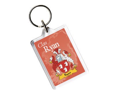 Image 1 of Ryan Coat of Arms Irish Family Name Acryllic Key Ring Set of 3