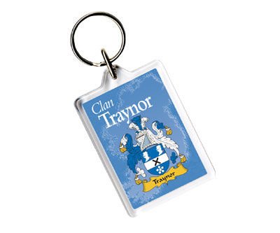 Image 1 of Traynor Coat of Arms Irish Family Name Acryllic Key Ring Set of 3