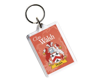 Image 1 of Walsh Coat of Arms Irish Family Name Acryllic Key Ring Set of 3
