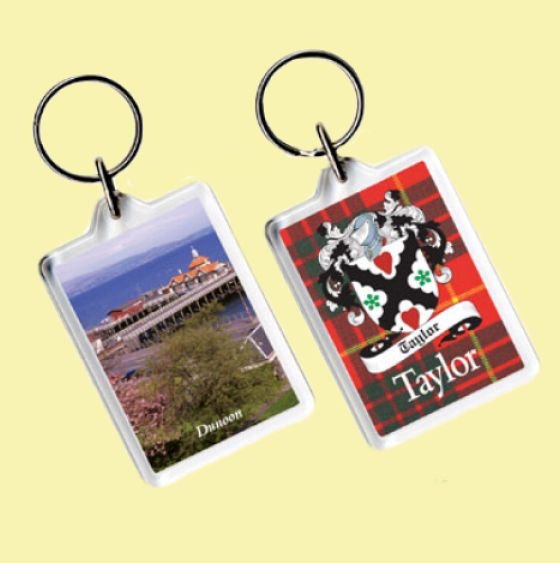 Image 0 of Taylor Coat of Arms Tartan Family Name Acryllic Key Ring Set of 5