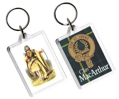 Image 1 of MacArthur Clan Badge Tartan Family Name Acryllic Key Ring Set of 3