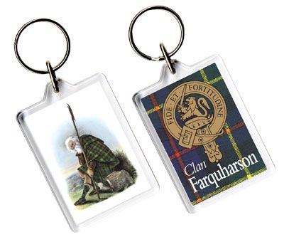 Image 1 of Farquharson Clan Badge Tartan Family Name Acryllic Key Ring Set of 3