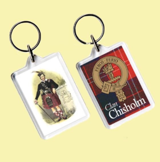 Image 0 of Chisholm Clan Badge Tartan Family Name Acryllic Key Ring Set of 3
