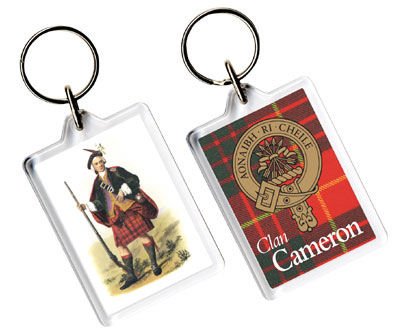 Image 1 of Cameron Clan Badge Tartan Family Name Acryllic Key Ring Set of 5