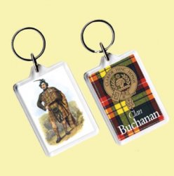Buchanan Clan Badge Tartan Family Name Acryllic Key Ring Set of 3