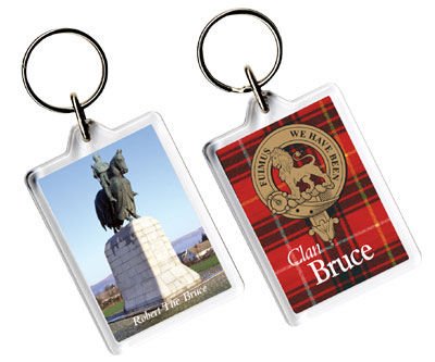 Image 1 of Bruce Clan Badge Tartan Family Name Acryllic Key Ring Set of 5
